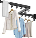 Wall Mount Clothes Drying Rack, Wall Mounted Drying Rack, Upgraded 3-Fold & Sturdy Laundry Drying Rack with 12 Dual-Side Hooks Space Saver for Laundry Room, Apartment, Dorms - Black-Ruum Studio Home