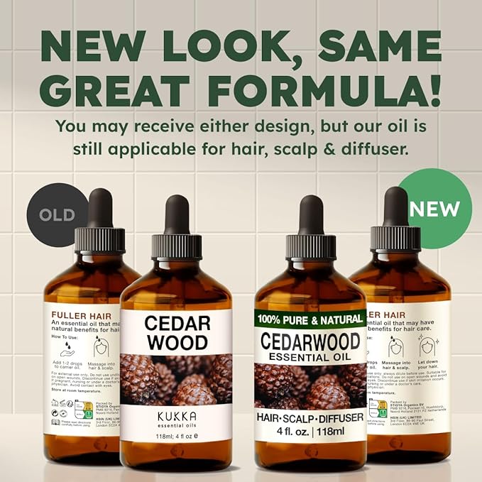 Kukka Cedarwood Essential Oil for Hair Skin & Diffuser - 4 Fl Oz - 100% Natural Cedarwood Oil for Hair Aromatherapy Soap Making Scent-Ruum Studio Home