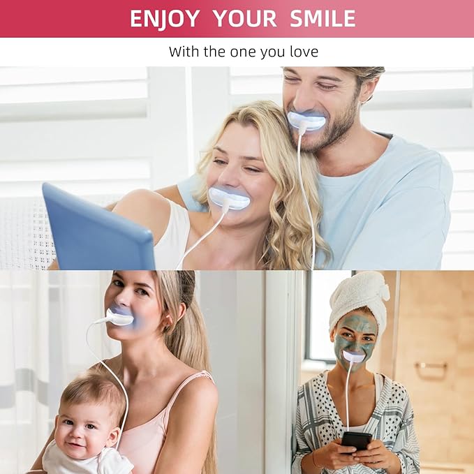 Professional Teeth Whitening Kit with 5 Teeth Whitening Gel, LED Accelerator Light & Rechargeable Design - Enamel Safe Gel, Custom Trays, Fast Results for Sensitive Teeth - Whitening Gel Kit-Ruum Studio Home