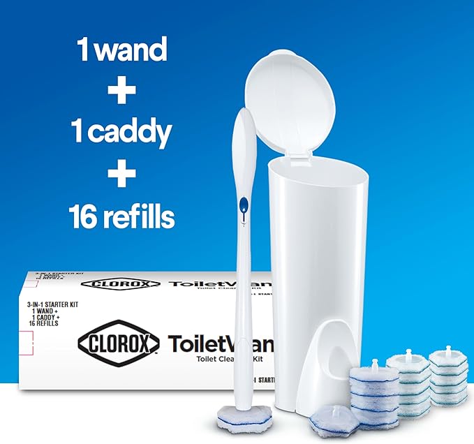 Clorox Original Toilet Cleaning System - ToiletWand, Storage Caddy and 16 Heads, Dorm Room Essentials, (Package May Vary)-Ruum Studio Home