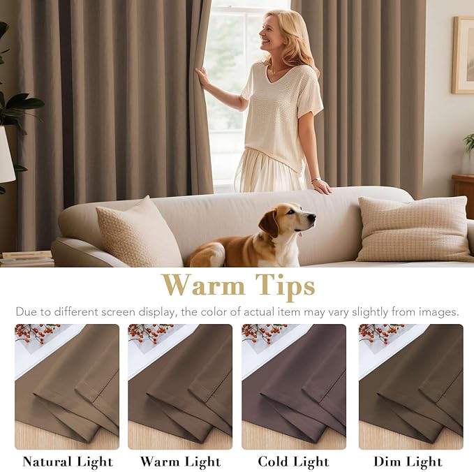H.VERSAILTEX Blackout Curtains for Bedroom Thermal Insulated Room Darkening Living Room Curtains 84 Inch Long Grommet Privacy Protection Window Curtain Panels/Drapes for Nursery, 2 Panels, Macchiato-Ruum Studio Home