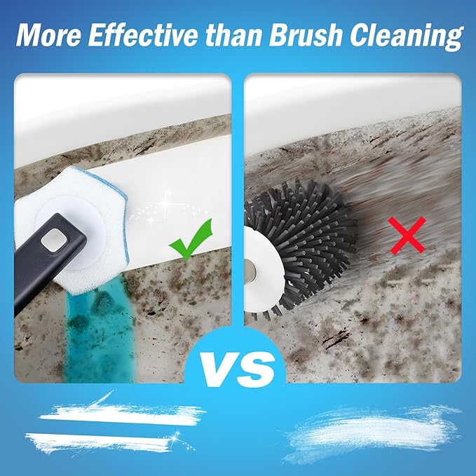 squish Disposable Toilet Brush with 16 Refills, Wall-Mounted No-Drill Adhesive Holder, Toilet Cleaning Kit for Bathroom - Space-Saving & Easy to Use-Ruum Studio Home