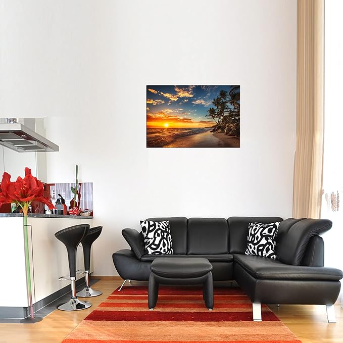 DZL Art S74769 Canvas Painting Print Paradise Tropical Island Beach with Palms Photograph Print Nature Pictures Wall Art Canvas Prints Painting for Living Room Bedroom Decor Office Wall Decor-Ruum Studio Home