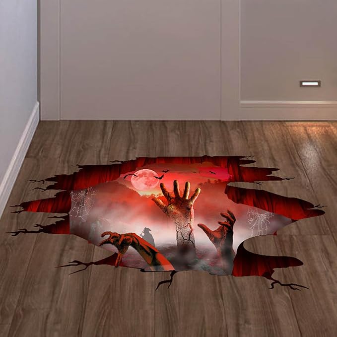 Halloween Wall Stickers Bat Ghost Scary Decor Large Removable Floor Room Decals Decoration Window Clings Party Supplies for Windows Glass Home Ornaments-Ruum Studio Home
