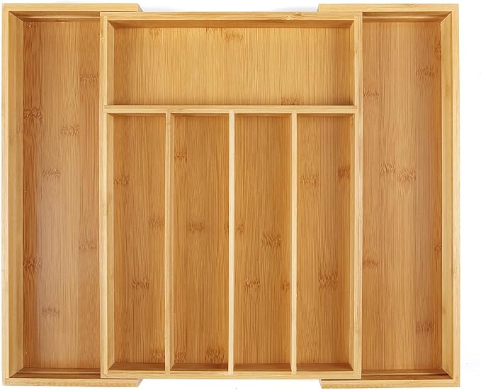 Utoplike Bamboo Cutlery Tray Silverware, Drawer Dividers for Kitchen Utensils, Flatware Tray Drawer Insert for knives, Gadgets and Garage Tools, Office Supplies-Ruum Studio Home