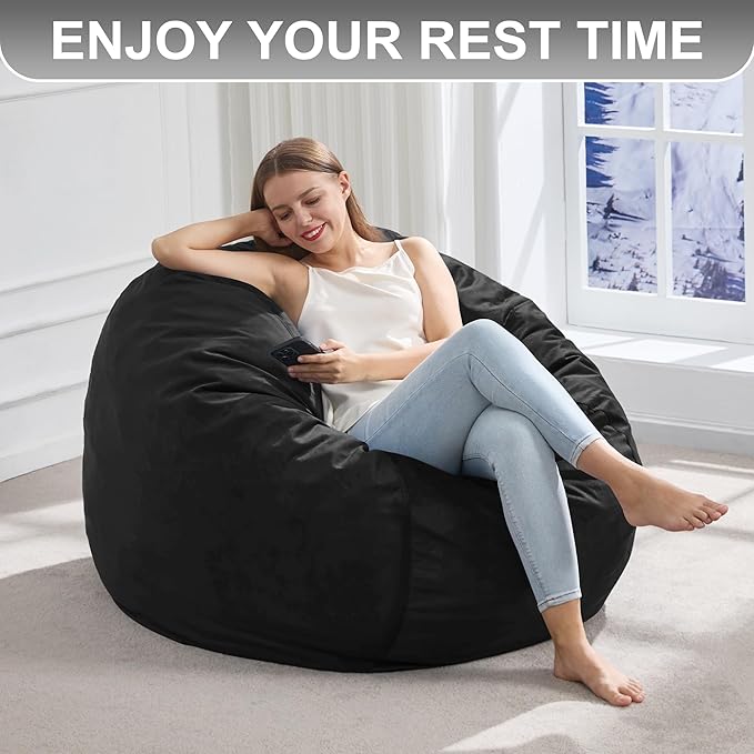 Hobestluk 3FT Bean Bag Chair Giant Bean Bag Chairs for Adults Large Bean Chairs with Removable Cover, Beanbag Chair with Filler, Adult Bean Bag Chairs for Living Room, Bedroom-Ruum Studio Home