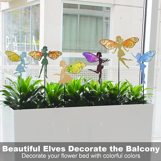 John's Studio Fairy Decorative Garden Stake - Outdoor Metal Pathway Decoration Dual Purpose Indoor Hanging Wall Decor for Garden Patio Yard Lawn Pathway Ornaments - 6PCS-Ruum Studio Home