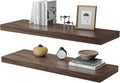 Large Floating Shelves for Wall Set of 2 Wooden Wall Shelves 24 in x 12.75 in x 2 in Room Decor Long Shelf with Invisible Wall Mount Bracket for Bedroom Kitchen Living Room Walnut-Ruum Studio Home