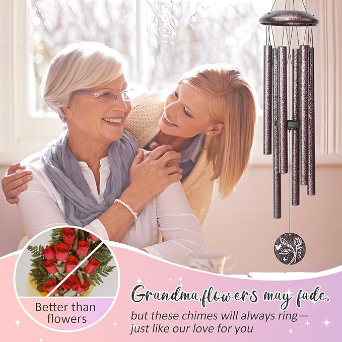 Gifts for Grandma, 25''Wind Chimes, Grandma Birthday Gifts for Grandmother from Granddaughter Grandson Grandkids, Mothers Day, Thanksgiving, Christmas Day Gift Ideas for Love Rreminder-Ruum Studio Home