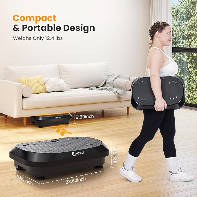 Vibration Plate Exercise Machine with Magnetic Acupoints, Lymphatic Drainage Vibrating Plate with 9 Modes & 120 Adjustable Speeds, 400 Lbs Capacity Whole Body Vibration Platform for Women Men-Ruum Studio Home