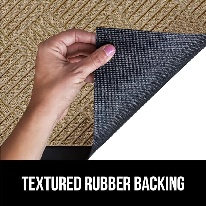 GORILLA GRIP 100% Waterproof All-Season WeatherMax Doormat US Designed Natural Rubber, Stain and Fade Resistant, Low Profile Indoor Outdoor Door Mats, Easy Clean Patio Mat, 23x35, Beige Diamond-Ruum Studio Home