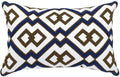 Alysheer Embroidered Lumbar Decorative Throw Pillow Cover 12"x 20", Classic Boho Geometric Embroidery Pattern Cotton Rectangular Cushion Case for Sofa Couch Living Room Bedroom(Blue Brown)-Ruum Studio Home