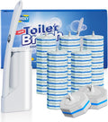 Disposable Toilet Brush Cleaning System with 50pcs Refills Pads Replacement Heads, Toilet Cleaning Stick, Wall Mounted Toliet Wand Kit Bathroom Maintenance, Toilet Bowl Cleaner Wands Holder and Set-Ruum Studio Home
