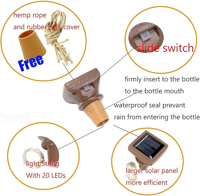 YJFWAL Upgraded 12 Pack Solar Wine Bottle Lights, 20 LEDs Waterproof Copper Light, Bottle Light Fairy Cork String Lights for Yard Patio Decor, DIY Birthday Gift for Mom Grandma Girlfriend(3 Colors)-Ruum Studio Home
