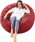 Bean Bag Chairs for Adults - Memory Foam Furniture BeanBag Chair - Kids/Teens Sofa with Soft Micro Fiber Cover - Round Fluffy Couch for Living Room Bedroom College Dorm - 3 ft, Red-Ruum Studio Home