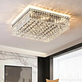 12-Lights Black Crystal Flush Mount Ceiling Light Fixtures,Elegant Crystal Chandelier Pendant Ceiling Lamp for Bedroom,Living Room,Dining Room,Hallway H5.9 x W20 x L20 (Bulb Not Included)Square-Ruum Studio Home