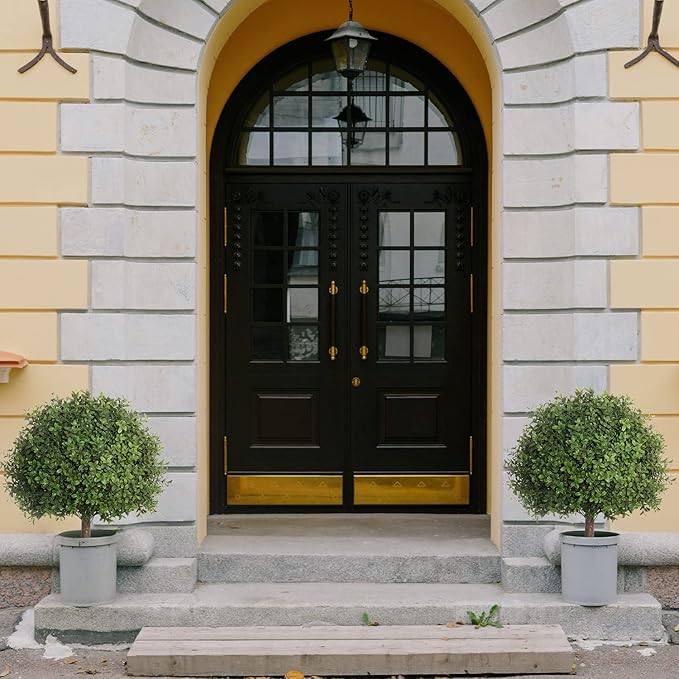 2 Pack 24.5inch Artificial Topiary Ball Plants, Faux Boxwood Ball in Pot, Fake Outdoor Plant for Front Door Decor, Home Decor, Garden, Wedding Decor-Ruum Studio Home