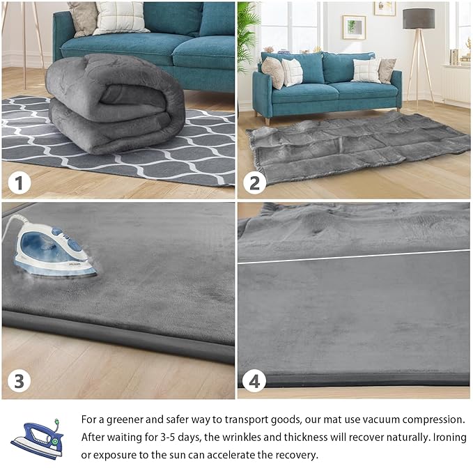 Baby Play Mat for Floor Tummy Time Nursery Rug Muscle Mat Area Rug Playroom Tatami 50 * 50" Memory Foam 1.3" Thick Crawling For Babies,Toddlers, Infants, Kids,Floor Mat(Grey)-Ruum Studio Home
