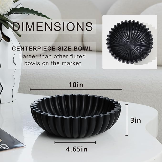 Black Decorative Bowl for Kitchen Counter - Modern Fruit Bowl with, Catch All Bowl for Keys, Entryway Table, and Home Decor-Ruum Studio Home