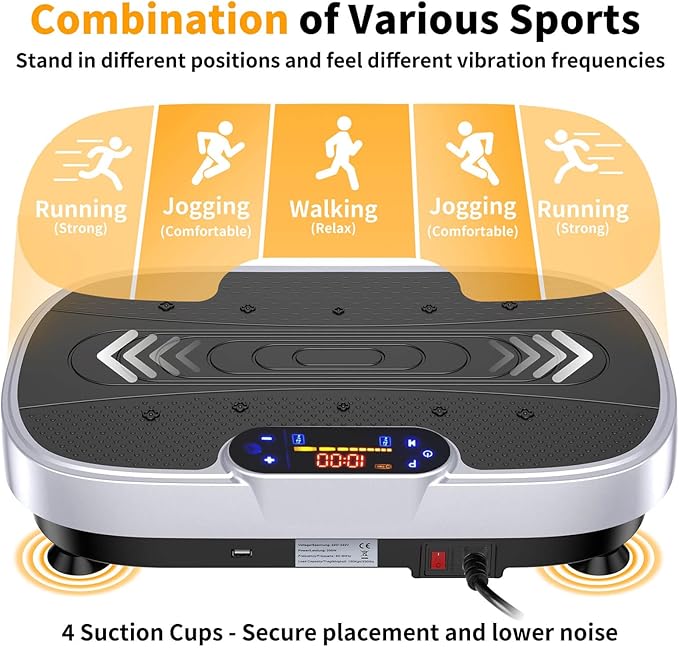 Vibration Plate Exercise Machine, Vibrating Plate Machine with Bluetooth for Lymphatic Drainage, Vibration Platform for Women Men Full Body Weight Loss-Ruum Studio Home
