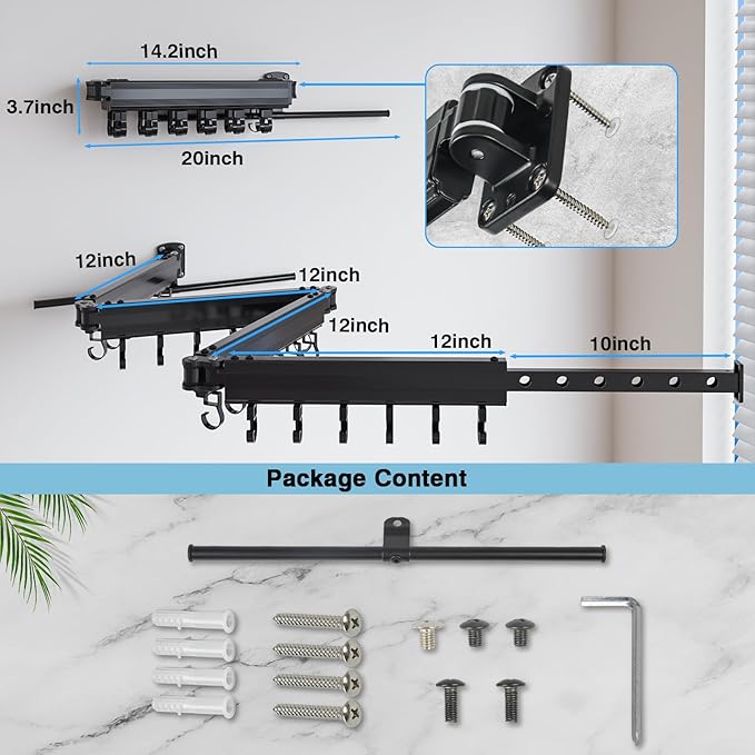 Gezen Clothes Drying Rack, Wall Mounted Drying Rack Clothing Retractable, Foldable Clothes Hanger Rack with 24 Hooks for Laundry Room Organization and Storage, Space Saving, Collapsible, Quad-Fold-Ruum Studio Home