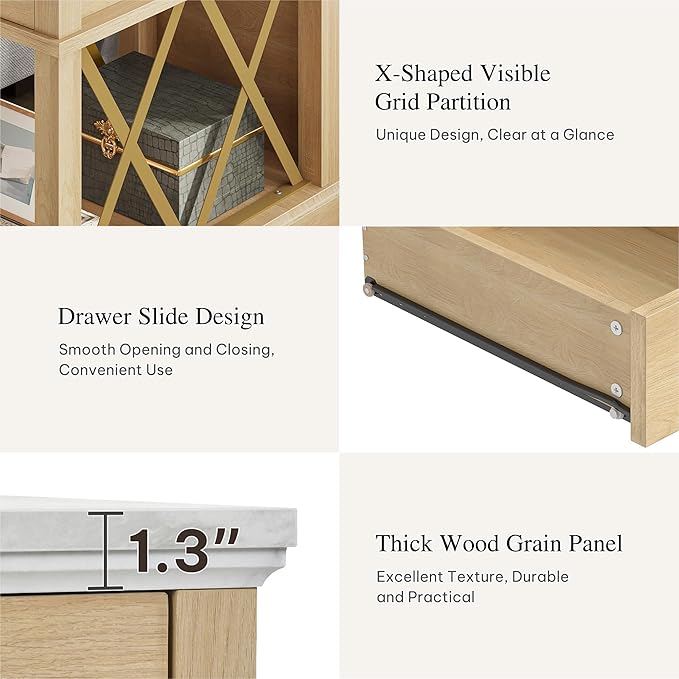 YITAHOME Farmhouse End Table, Side Table with Power Outlets, Nightstand with Drawer and Open Storage, Rustic End Table for Living Room, Sleeping Room, Natural Walnut-Ruum Studio Home