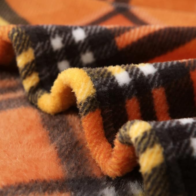 MERRYLIFE Throw Blanket for Couch Orange Plaid Chair Throw Blanket| Soft Decorative Ultra-Plush Colorful| Throw Size Travel Blanket Plush|(50" 60", Harvest Plaid)-Ruum Studio Home