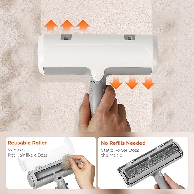 Pet Hair Remover - Reusable Lint Roller for Cats and Dogs, Effortlessly Removes Fur from Furniture, Carpets, Bedding, and Clothing, Static Cling Technology, Self-Cleaning Design-Ruum Studio Home