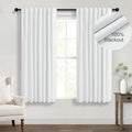 Elegant White Room Darkening Curtains 63 Inch Long Small Bay Window Full Blackout Dining Room Curtains Linen 63 Inch Length 2 Panels Privacy Insulated Bedroom Drapes for Living Room Divider Back Tab-Ruum Studio Home