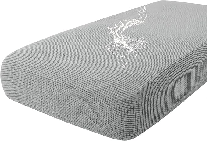 hyha Waterproof Couch Cushion Covers for Pets, Non Slip Sofa Seat Cover for Dogs Washable, Soft Thick Stretch Jacquard Fabric, Sofa Slipcovers with Elastic Bottom (1 Piece for Large, Light Grey)-Ruum Studio Home