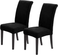 Joccun Chair Covers for Dining Room Set of 2,Dining Chair Slipcovers Stretch Dining Room Chair Covers Seat Protector,Washable Parsons Chair Cover for Home,Hotel,Banquet(Black,2 Pack)-Ruum Studio Home
