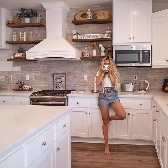 IAE Walnut Floating Wall Shelves 16 inch, Bathroom Shelves Wall Mounted,Invisible Shelf Floating Kitchen Shelves,Wooden Wall Shelving with Brackets for Living Room Wall Mounted,Easy Install,Set of 2-Ruum Studio Home