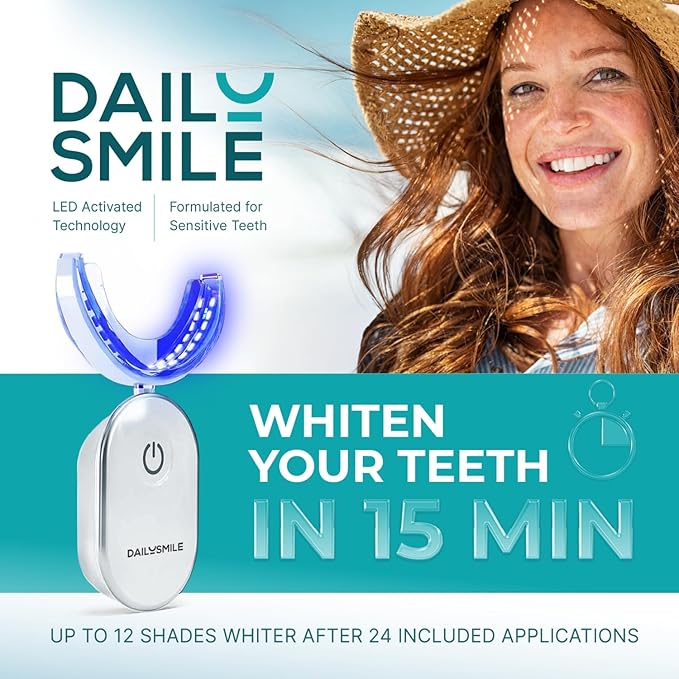 Teeth Whitening Kit with LED - Formulated for Sensitive Teeth, Hands-Free, Waterproof LED Light and 4 Gel Pens, Instant Results-Ruum Studio Home