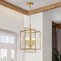 Farmhouse Gold Chandelier, 4-Light Vintage Chandeliers for Dining Room, Adjustable Modern Rustic Metal Hanging Pendant Light Fixture for Entryway Foyer Kitchen Island Hallway-Ruum Studio Home