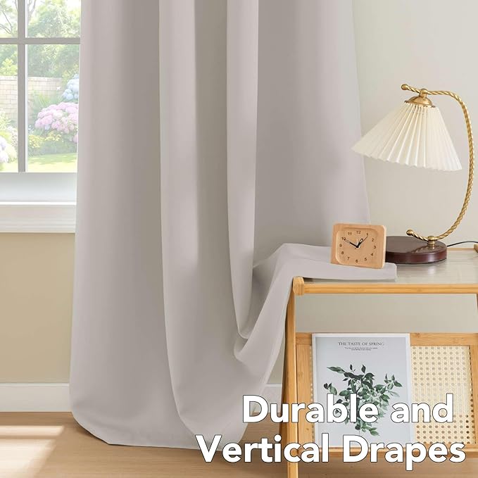 H.VERSAILTEX Premium Blackout Thermal Insulated Room Darkening Curtains for Bedroom/Living Room - Classic Grommet Top (2 Panels, Stone, 52 Inch by 84 Inch)-Ruum Studio Home