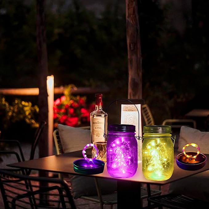 ZNYCYE Mason Jar Solar Lights for Outside, 12 Pack 30LED Fairy Firefly Lights Mason Jar Solar Lids Outdoor Waterproof String Lights with Hangers(NO Jars) for Patio Garden Yard Lawn Decor(6 Colors)-Ruum Studio Home