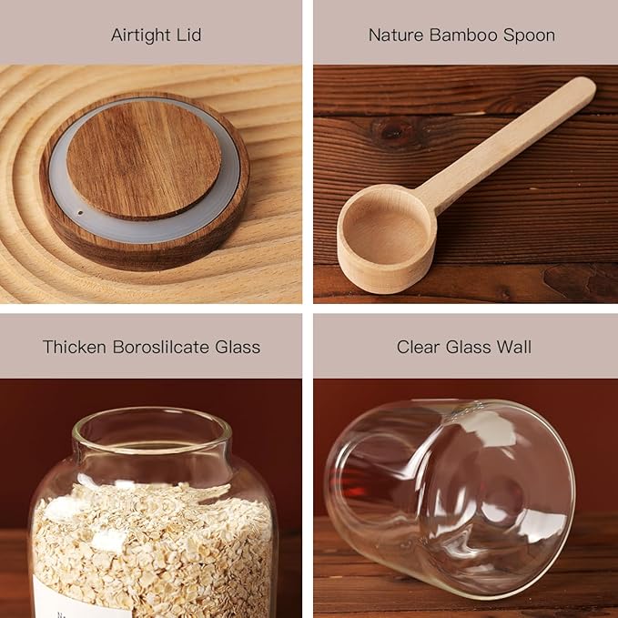 2 PCS Large Glass Jar with Airtight Lid, Glass Food Storage Jars for Tea,Spice,Cereal, Egg,Flour,Coffee and More(70 FL OZ/2000 ml)-Ruum Studio Home