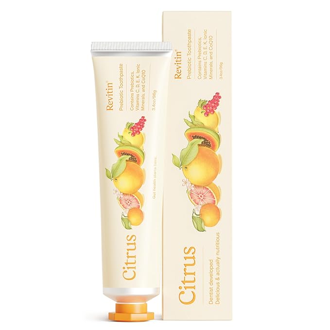 Revitin Toothpaste | Fluoride-Free Prebiotic Citrus Tooth Gel | No SLS, Gluten Free, Dye Free, GMO Free, No Sweeteners | Non-Toxic, Kid Approved-Ruum Studio Home