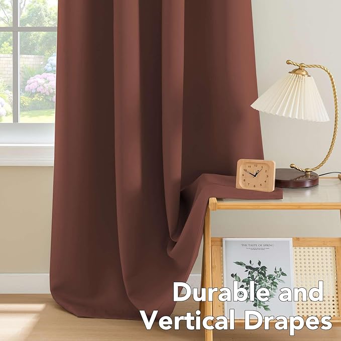 H.VERSAILTEX Blackout Curtains for Bedroom Thermal Insulated Room Darkening Living Room Curtains 84 Inch Long Grommet Privacy Protection Window Curtain Panels/Drapes for Nursery, 2 Panels, Rust-Ruum Studio Home