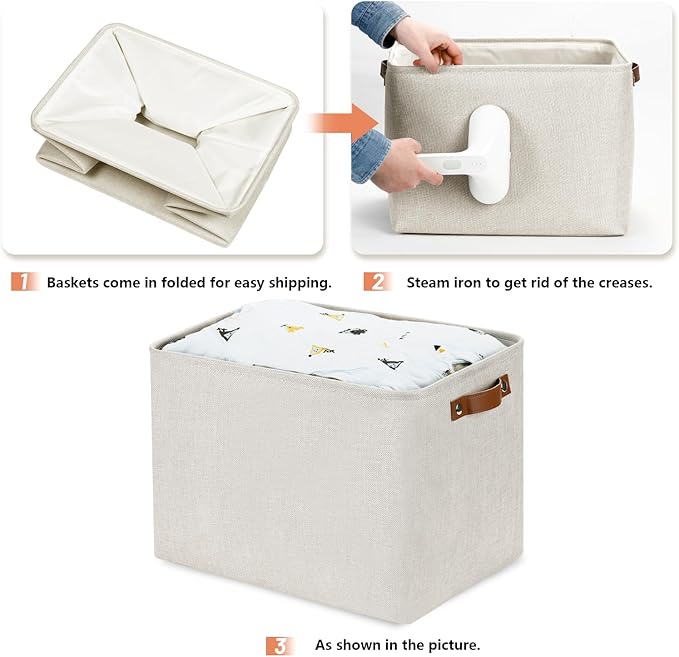 DULLEMELO Large Storage Baskets, Fabric Storage Bins for Organizing Clothes, Large Storage Bins with Handles for Shelves Closet Organizers, Fabric Storage Baskets for Toy Organizers(Beige)-Ruum Studio Home