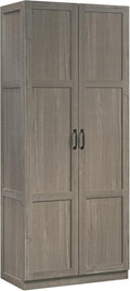 Sauder Select Storage Cabinet, Pantry Cabinet Kitchen Storage with Adjustable Shelves, Bathroom Storage Cabinet, in Silver Sycamore-Ruum Studio Home