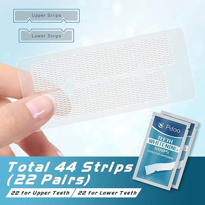 Teeth Whitening Strip 22 Treatments - Whitening Strips for Sensitive People, Fast Remove Smoking, Coffee, Wine Stains, Teeth Brightening Kit Pack of 44 Non-Slip Strips-Ruum Studio Home