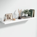 Floating Shelves for Wall, 48 Inch Long Wall Mounted White Hanging Shelf for Kitchen, Living Room, Office, Bedroom, Bathroom, Retro Vintage Wood Bookshelf for House Decor-Ruum Studio Home
