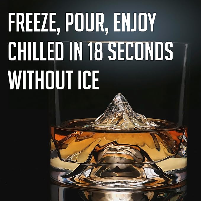 K2 Nepalese Heavy Crystal Whiskey Glasses Gift Set of 2, Thick Freezable Bourbon Glass 1lb Each, Premium Whiskey Gifts for Men, Frozen Crystal Chills Cocktails, 10 oz-Ruum Studio Home