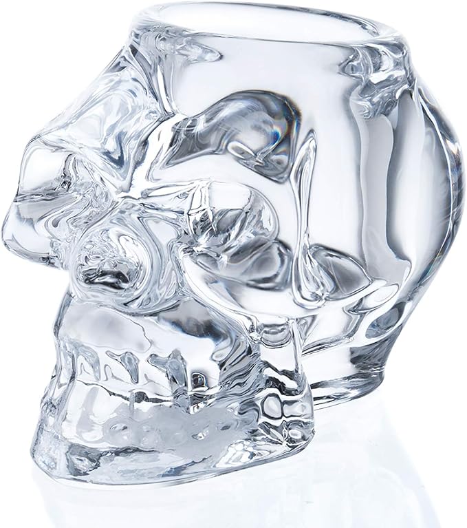 Diamond Star Glass Candle Holder Skull Halloween Tealight Candle Holder Decorative Votive Candle Holders for Home Party (clear)-Ruum Studio Home