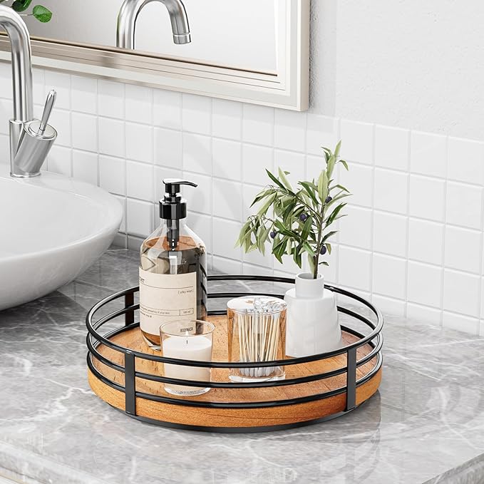 10" Lazy Susan Turntable Organizer - Wood Round Lazy Susan for Cabinet Kitchen Countertop Dining Table Pantry Cupboard Bathroom Coffee Bar Storage Home Decor-Ruum Studio Home