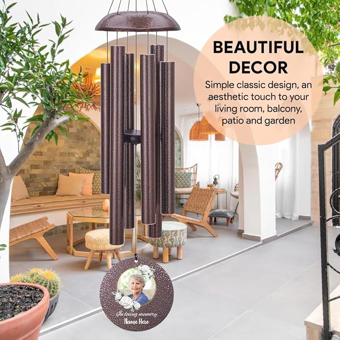 Personalized Sympathy Wind Chime, Memorial Wind Chimes in Memory of a Loved One Gift, Memorial Gifts Wind Chimes for Outside Patio Home or Garden Decor-Ruum Studio Home