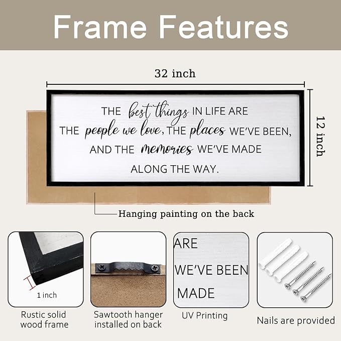 The Best Things in Life Framed Wall Art, 32''×12'' Rustic The Best Things in Life Sign for God Jesus Christ Prayer, Horizontal Holy Inspirational Family Home Decor-Ruum Studio Home