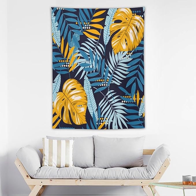 ICMOLYYENLO Palm Leaf Tapestry Wall Hanging, Tropical Leaves Plant Jungle Green Hawaiian Art Home Decor for Guest Bedroom Living Room Dormitory 60x60 Inch-Ruum Studio Home