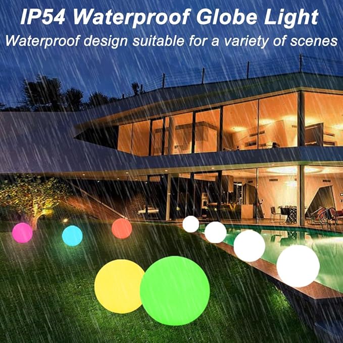 12 Inch Solar Glowing Ball Light Outdoor, Solar Garden Globe Light w/Remote, RGB Color Changing Waterproof Large LED Orb Lights, Landscape Lighting Mood Lamp w/Ground Stake for Patio Yard Lawn Path-Ruum Studio Home
